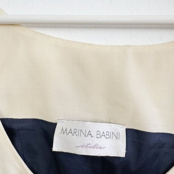 Vintage Marina Babini Wool Holiday Party Dress Cocktail Old Money in Navy Blue - Picture 3 of 10